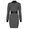 Guess Krátke šaty LISE 4G LS BELTED DRESS SWTR Čierna