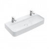 Villeroy & Boch Finion - Dvojumývadlo bez prepadu, 100x47 cm, s CeramicPlus, alpská biela 4168A1R1