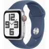 Apple Watch SE GPS + Cellular 44mm Silver Aluminium Case with Denim Sport Band - S/M MXGP3QC/A