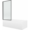 Mexen Cubik obdĺžniková vaňa 160 x 70 cm s obkladom a 1-krídlovou sprchovou zástenou 80 cm, čierny vzor - 550316070X9308017070