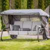 Záhradná hojdačka Venezia Lux s moskytiérou, vankúšiky a bočnými stolíky D048-06FB PATIO