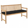 Záhradná lavica, lavička - Vidaxl záhradná lavica s čiernym vankúšom, 150 cm, l (Vidaxl záhradná lavica s čiernym vankúšom, 150 cm, l)