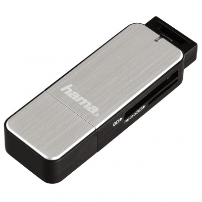 HAMA 123900 čítačka kariet USB 3.0 SD microSD, strieborná