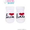 NEW BABY Froté ponožky biele I Love Mum and Dad veľ. 62 New Baby