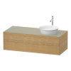 DURAVIT White Tulip závesná skrinka pod umývadlo na dosku vpravo, 1 zásuvka, 1300 x 550 x 408 mm, dub prírodný masív/taupe vysoký lesk, WT4977RH5H3