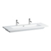 LAUFEN Living umývadlo do nábytku s dvomi otvormi, s prepadom, 1300 x 480 mm, biela, s povrchom LCC, H8164364001071