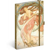 Notes Alfons Mucha – Tanec, linajkovaný, 13 × 21 cm