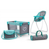 Sada pre bábiky 5v1, postieľka, stolička a hojdačka pre bábiky Elsa - sivá, zelená Milly Mally