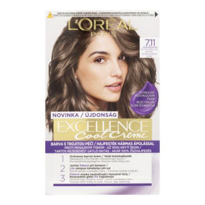 L'Oréal Paris Excellence Cool Creme permanentná farba na vlasy so studenými tónmi 48 ml odtieň 7,11 ultra ash blond pre ženy