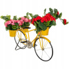 Stojan na kvety - Kvetinový záhradný bicykel + 3 žlté hrnce (Stojan na kvety - Kvetinový záhradný bicykel + 3 žlté hrnce)