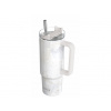 Quokka Nerezový termohrnček so slamkou Vibe Marble 880 ml