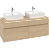 VILLEROY & BOCH Legato závesná skrinka pod dve umývadlá na dosku, 4 zásuvky, s LED osvetlením, 1400 x 500 x 550 mm, Nordic Oak, B669L0VJ