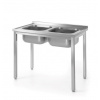 Stôl s dvomi drezmi – skrutkovaný, HENDI, Kitchen Line, 1000x600x(H)850mm