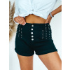 Dámske rifľové kraťasy s vybíjaním - čierne - S