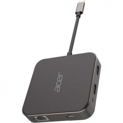 Acer 7in1 USB4 8K Multi Display hub: 1x HDMI (až 8K@30Hz), 1x Display Port (až 8K@30Hz), 1x USB-C (Data Transfer až 40Gb HP.DSCAB.013
