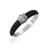 Zlatý dámsky prsteň DF 3190 z bieleho zlata, black briliant s diamantmi stred 57