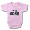 BABY´S WEAR Kojenecké body, krátky rukáv - Boss, ružové veľkosť: 80 (9-12m)
