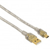 Hama 41533 USB 2.0 kábel A - mini B transpar. 1.8m