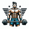 CUKROWY TLAČ Jedlý obrázok na tortu FITNESS POSILŇOVŇA GYM + POSTAVY TEXT #11