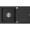 Mexen Pablo granitový drez 1-komorový s odkvapkávačom 752 x 436 mm, čierny/strieborný metalik, chrómovaný sifón
