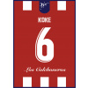 Superfutbal Maketa dresu Atlético Madrid, červená / biela Rozmer: A4, Meno a číslo: Koke 6