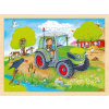 Goki Drevené Zelený traktor 96 dielov