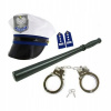 Kostým, maska - Hat + Pałka Policeman Policeman Bads + policajné putá Silver Policeman Outfit (Policajt policajt policajta z páska)