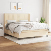 vidaXL Posteľný rám boxspring s matracom krémový 180x200 cm látka - Krémová - 159587-151218