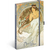 Notes Alfons Mucha – Hudba, linajkovaný, 13 × 21 cm