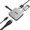 Acer 4in1 Type C dongle: 1x HDMI (až 4K@30Hz), 2x USB3.2 (5Gbps Data Transfer), 1x USB-C (Power Delivery max. 100W) HP.DSCAB.014