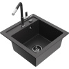 Mexen Vito žulový drez s jednou komorou a kuchynskou batériou Flora, čierny bodkovaný - 6503-76-670401-07-B