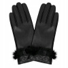 DÁMSKE KOŽENÉ RUKAVICE z pravej kože s KOŽUŠINKOU Čierne Wojas veľ. L