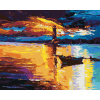 Maľovanie podľa čísel Západ slnka nad majákom, 80x100 cm, vypnuté plátno na rám (6056873)