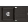 Mexen Pablo Granitový drez s 1 komorou a odkvapkávačom 752 x 436 mm, čierny/zlatý metalik, chrómový sifón