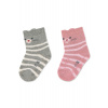 STERNTALER Ponožky protišmykové Mačička ABS 2ks 3D ušká light grey dievča veľ. 21/22 cm- Veľkosť: 18-24 m