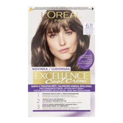 L'Oréal Paris Excellence Cool Creme permanentná farba na vlasy so studenými tónmi 48 ml odtieň 6,11 ultra ash dark blond pre ženy