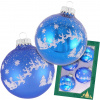 Krebs Glas Lauscha Ručne maľované sklenené vianočné gule – modré so strieborným motívom Santa Clausa a sobov (4 ks, Ø 7 cm)