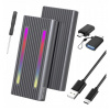 Kryt na disk Adaptér Vrecko SSD m2 4v1 NVME Pcie SATA M.2 USB-C RGB 3.0