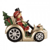 Clayre & Eef Červeno-zelená vianočná dekorácia deti v aute - 22*14*16 cm - Clayre & Eef