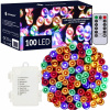Springos LED svetelná reťaz - 10m, 100LED, 8 funkcií, ovládač, 3xAA, IP44, multicolor