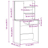 vidaXL Čierny dubový toaletný stolík so zrkadlom - 74.5 x 40 x 141 cm - Čierna - 262703-279334