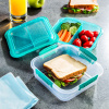 SISTEMA To Go LunchStack Square 1,24 l tyrkysový - obedová krabička / plastová raňajková krabička s tromi komorami