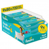 Pampers Fresh Clean Detské Vlhčené Obrúsky, 9 ks Balení po 80 Obrúskov Detských Vlhčených Obrúskov