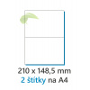 Samolepiace etikety A4 (2/A4, 210×148,5mm, 100ks)