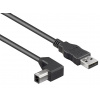 Kabel PremiumCord USB 2.0 A-B pro tiskárny 3m, 90° B-konektor, černý