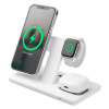 Stojánek FIXED MagPowerstation s bezdrátovým nabíjením 3 v 1 a uchycení Magsafe, 15W + 15W + 15W, bílý
