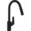 HANSGROHE Focus M41 páková drezová batéria s vyťažiteľnou sprškou s prepínaním, 2jet, výška výtoku 225 mm, matná čierna, 31815670
