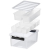 Úložný box, plastový, čierne úchytky, 7 priehradiek, SMARTSTORE Classic 15, priehľadný