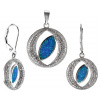 Šperky Nina - Strieborný set Modrý opál sa zirkóny v kruhu 925/1000 - set ag H 092 (Strieborný set Modrý opál sa zirkóny v kruhu 925/1000 - set ag H 092)
