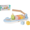 Teddies Detská loď kontajnerová so žeriavom 13ks drevo 28cm s doplnkami